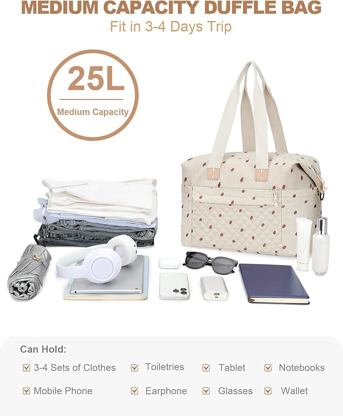 Travel Duffle Bag, Waterproof Weekender Overnight Hospital Bags for Women Men with Toiletry Bag Lightweight Carry on Personal Item Duffle Gym Bag for Travel, Airplanes, Sports