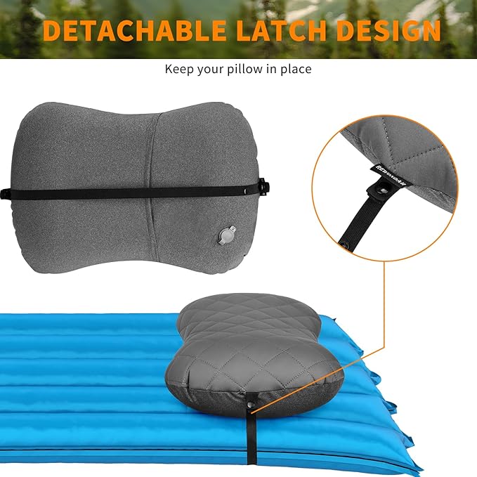 Rewondah Inflatable Camping Pillow –Compact, Ultralight Blow Up Backpacking Pillow with Removable Cover, Ultimate Comfort for Camp, Travel, and Easy to Inflate