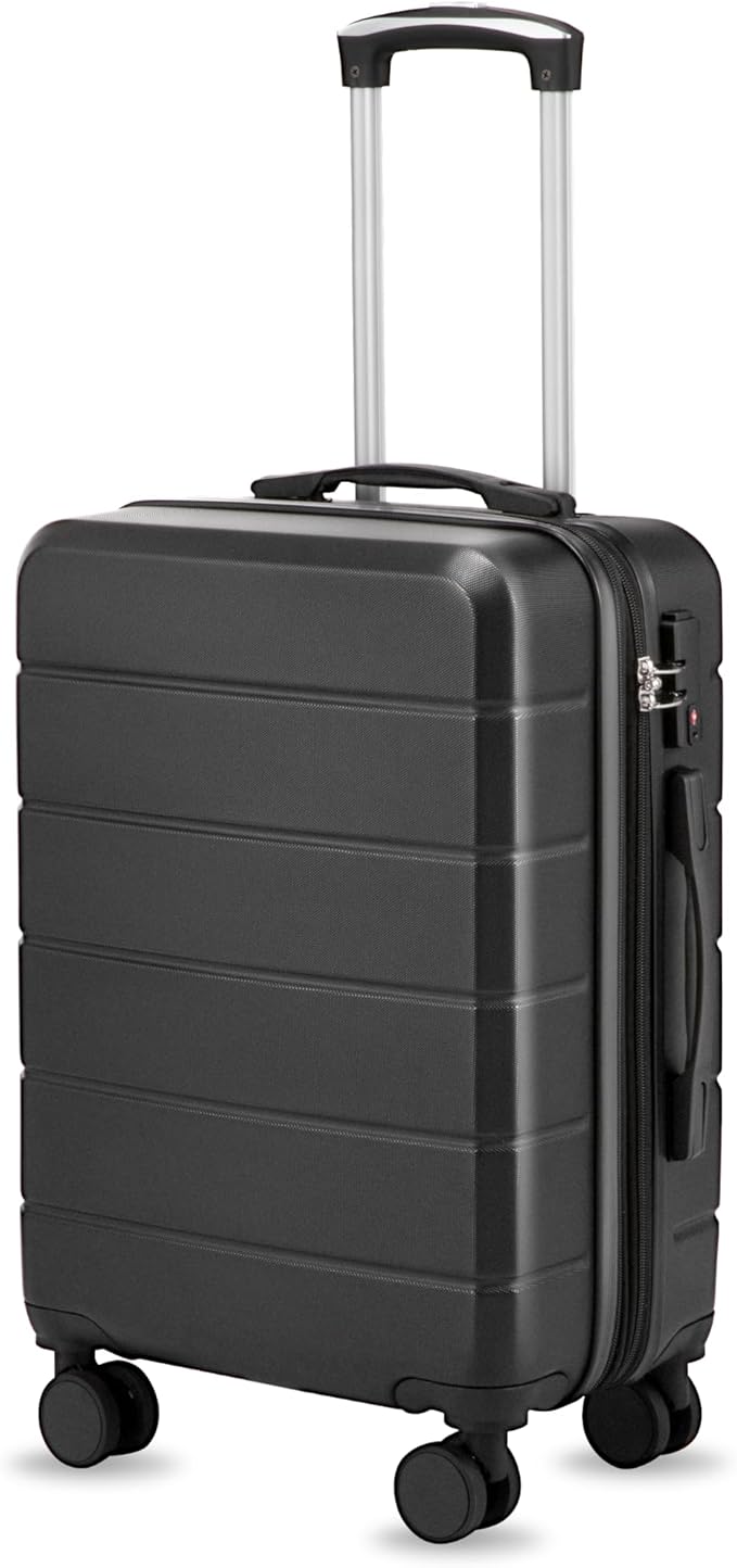 Carry On Luggage 22x14x9 Airline Approved, Expandable ABS Hardside Suitcase with Spinner Wheels & TSA Lock, Lightweight Travel Suitcase for Business (20 in, Black)