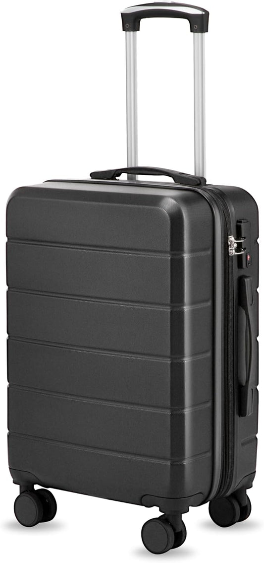Carry On Luggage 22x14x9 Airline Approved, Expandable ABS Hardside Suitcase with Spinner Wheels & TSA Lock, Lightweight Travel Suitcase for Business (20 in, Black)