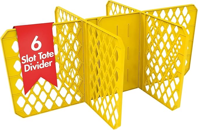 Organize-It! Universal 27-gal. Tough Storage Tote Divider, 6-slot Strong Box Divider for Storage Containers, 2 Customizable Lengths, Stationery Organizer for Large Tools/Seasonal Items, Easy to Attach