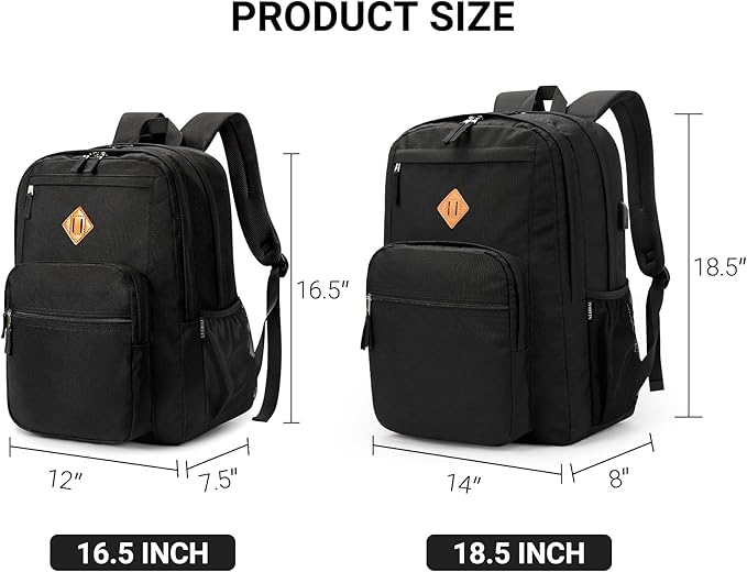 ZORFIN 36L Black Backpack for College, and Travel: Water Resistant Bookbag