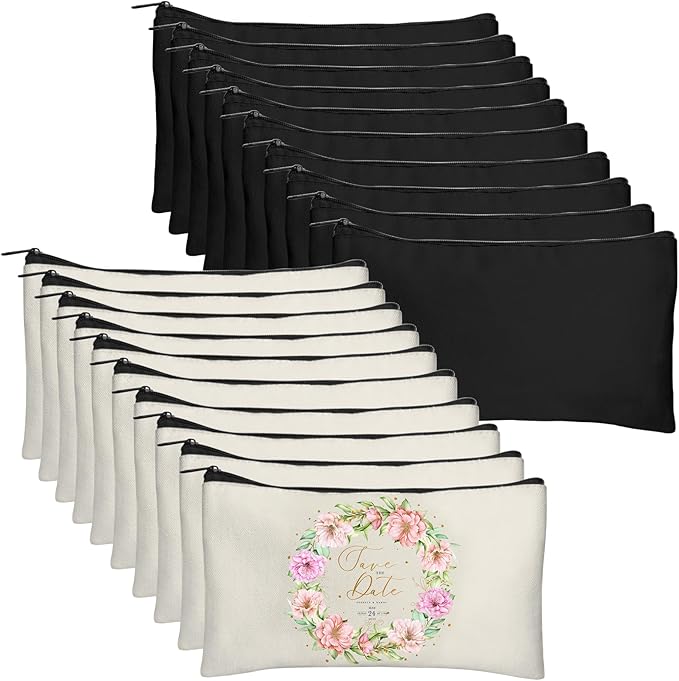 Legigo Blank Canvas Bag Zipper Pouch Makeup Bags Bulk - Multi-Purpose Canvas Pencil Pouch with Sturdy Zipper, Cosmetic Bag Travel Toiletry Bag for DIY Craft Projects, Storage (8.3 x 5 inches)