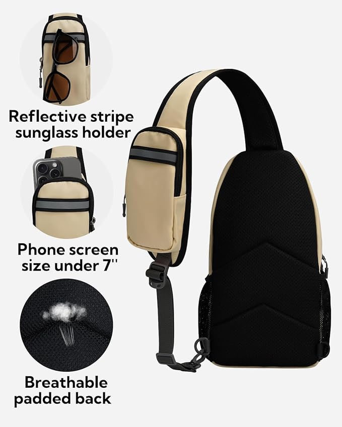 WATERFLY Crossbody Sling Backpack Sling Bag Travel Hiking Chest Bag Daypack