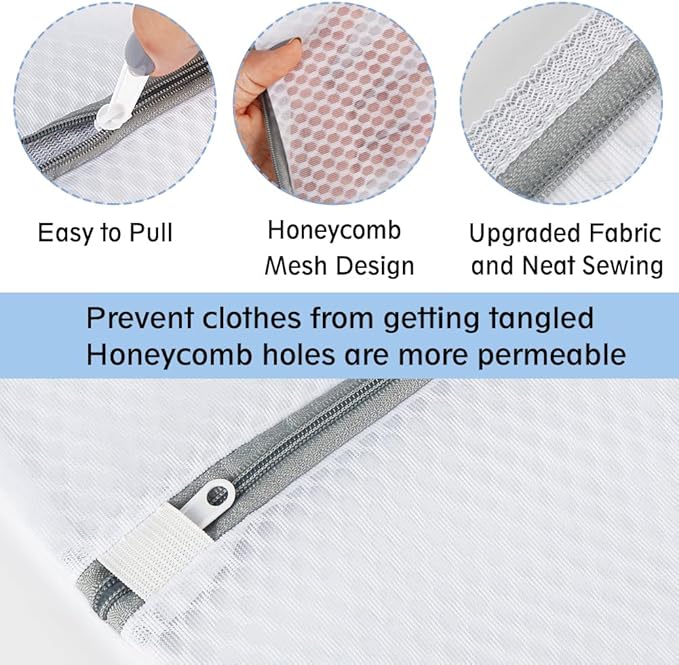 Vivifying XL Large Mesh Laundry Bags, 2 Pack 20 x 24 Inches Honeycomb Mesh Wash Bags for Washing Machine, Delicates Clothes, Sweater, Coats, Stuffed Toys, Blanket (White)