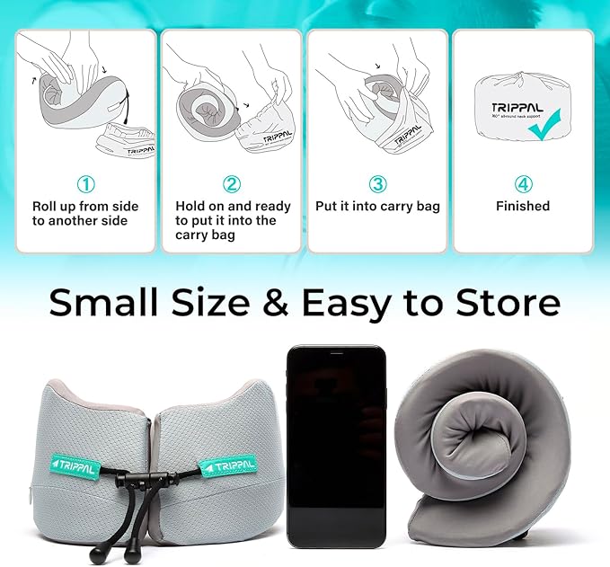 Long-haul Flight Travel Pillow: 360 Chin & Neck Support Airplane Pillow for Side Sleepers to Prevent Head Bobbing - Dual-Density Memory Foam with Flat Back Won't Push Head Forward