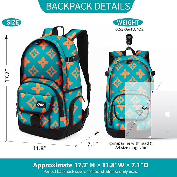 rickyh style School Backpack Travel Bag for Men & Women Lightweight College Back Pack with Laptop Compartmen