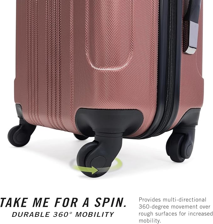 Kenneth Cole REACTION Out of Bounds Lightweight Hardshell 4-Wheel Spinner Luggage, Rose Gold, 20-Inch Carry On