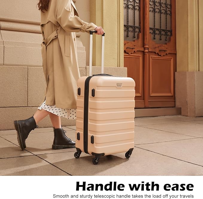 Coolife Luggage 3 Piece Set, Lightweight Durable Hardshell Suitcase set with 360° Spinner Wheels, TSA-approved Lock, Checked Family Travel Luggage sets, 20/24/28 Inch, Red