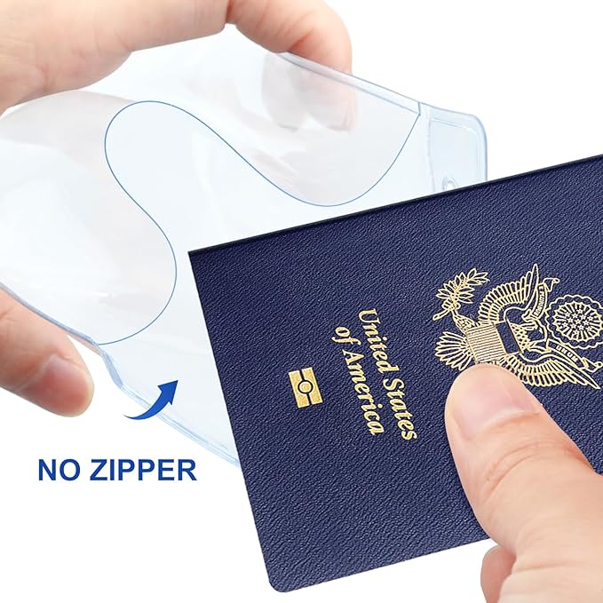 3 Pack Clear Plastic Passport Badge Holders with Lanyard, 4x6 Inch Vertical No Zipper ID Card Holder with Black Lanyard Extra Large ID Badge Holder for Passport