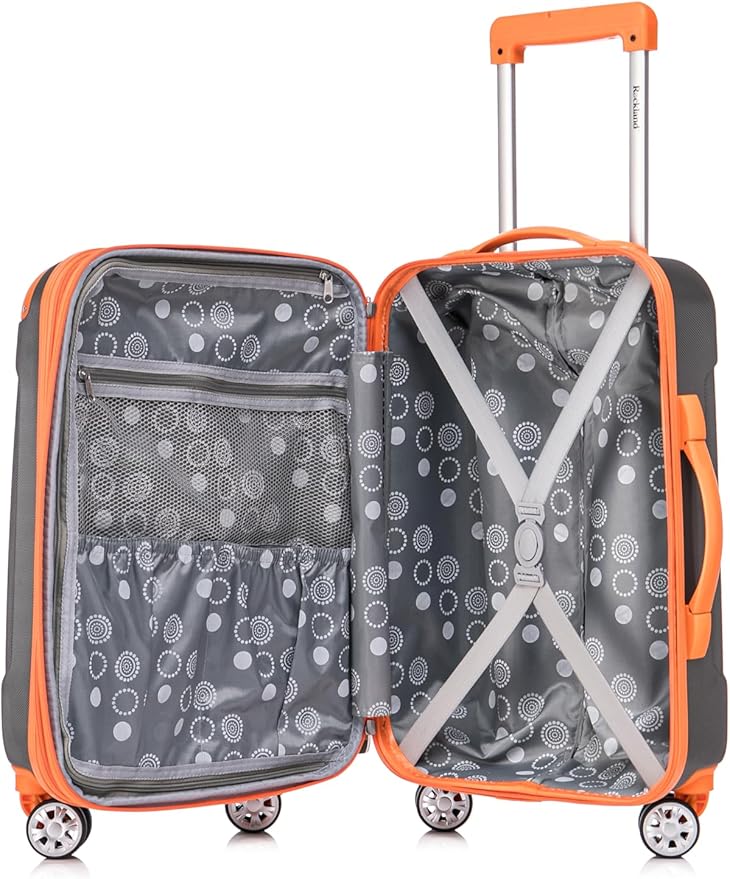 Rockland London Hardside Spinner Wheel Luggage Set, Charcoal, Carry-On 20-Inch and Tote 14-Inch (F1902-CHARCOAL)