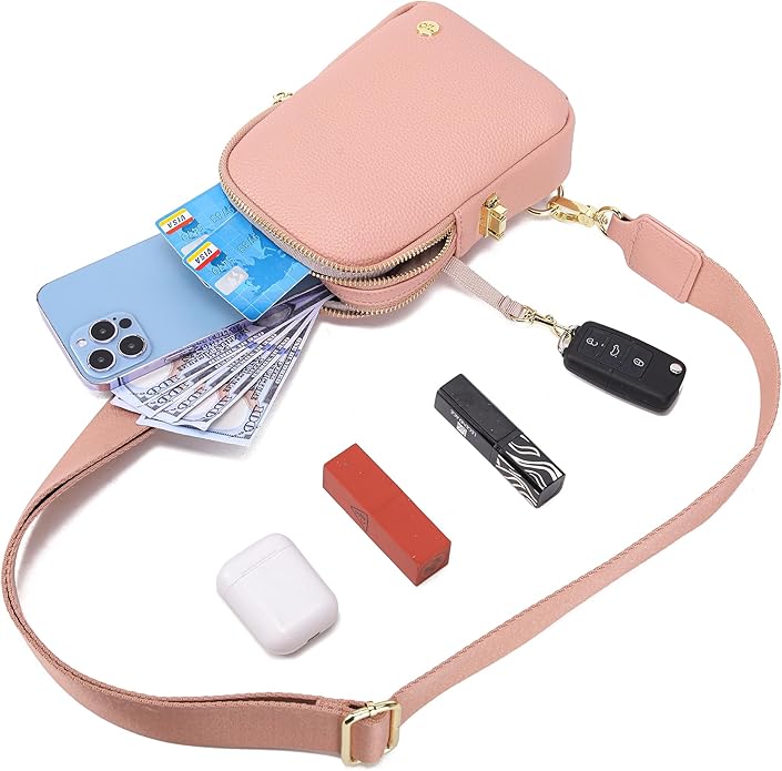 INICAT Anti Theft Crossbody Bag for Women, Small RFID Blocking Sling Purse with Zipper Lock for Travel, Vegan Leather