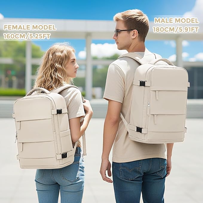 coowoz Travel Backpack For Women Men,Carry On Backpack,Hiking Backpacks Waterproof Outdoor Sports Rucksack Casual Daypack travel essentials（Off White）