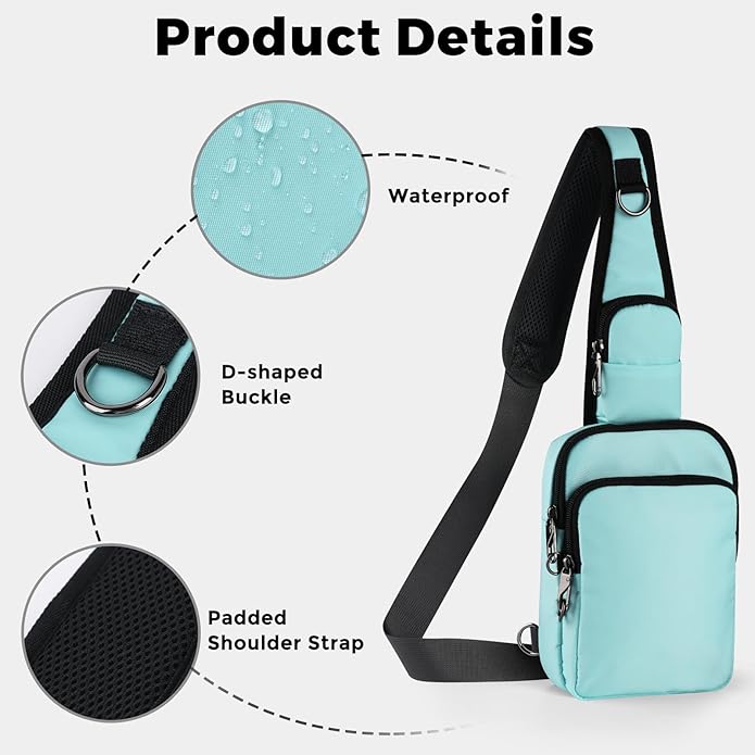 VADOO Sling Bag, Crossbody Bag with Zipper Lock, RFID Blocking & Water Resistant for Men and Women