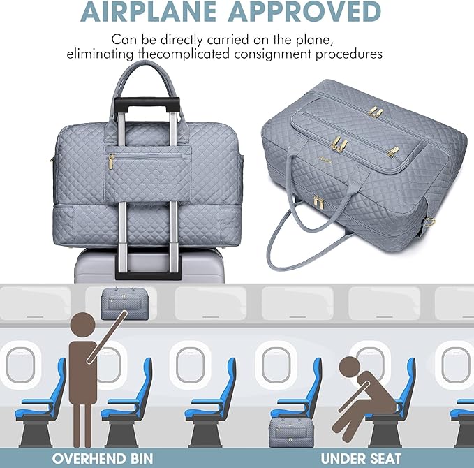 Large Women Travel Duffle Bag, Weekender Bags for Women with Shoe Compartment, Carry on Overnight Bag with Toiletry Bag, Gym Duffel Bag with Wet Pocket, Hospital Bags for Labor and Delivery 3 PCS Set