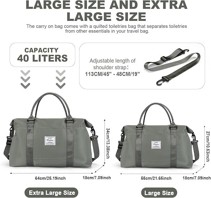 HYC00 Travel Duffel Bag,Carry-on Overnight Weekender Bags for Women,Sports Tote Gym Bag with Wet Pocket