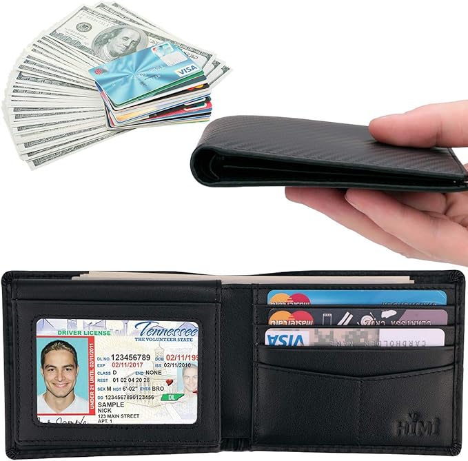 Wallet for Men-Genuine Leather RFID Blocking Bifold Stylish Wallet With 2 ID Window