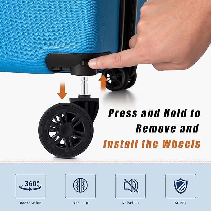 Expandable Luggage Sets 5 Piece,Suitcases with Detachable Wheels,ABS Hard Case Luggage with TSA Lock Spinner Wheels,Carry On Luggage Set