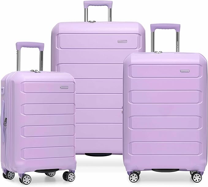 Traveler's Choice Pagosa Hardshell Expandable Luggage with Spinner Wheels, Lavender, 3-Piece Set (22/26/30)