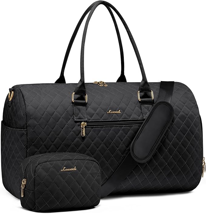 LOVEVOOK Travel Duffle Bag, Weekender Bag for Women with Toiletry Bag, Carry on Overnight Bag with Shoe Compartment, Gym Duffel Bag with Wet Pocket, Mommy Hospital Bags for Labor and Delivery