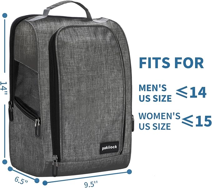 Golf Shoe Bag Zippered travel sport shoe bags With Mesh Ventilation, large back pocket and side pocket for men women black