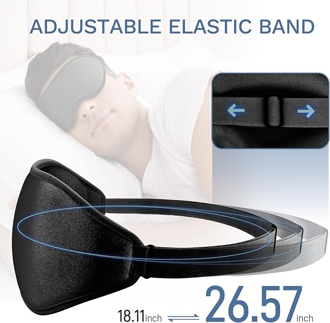 FlyCoco 99% Fully Block Out Light Eye Sleep Mask, 3D Deep Contoured Eyes Cover Zero Pressure, Long Lash Extension Eyes Mask with Adjustable Straps for Sleeping Travel Home Nap Rest Women Men (Black)