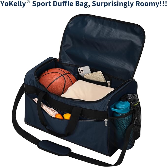 Gym Bag 20 inch Sport Duffle Bag for Men - 40L Weekender Duffel Bag for Travel - Navy Blue