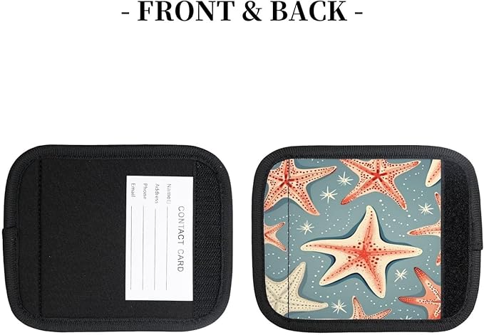 Luggage Handle Wraps Sea Starfish Seashel Pattern Luggage Identifiers Soft Neoprene Luggage Handle Wraps For Suitcase Trolley Handle Grip Cover 2 Pack Luggage Tags