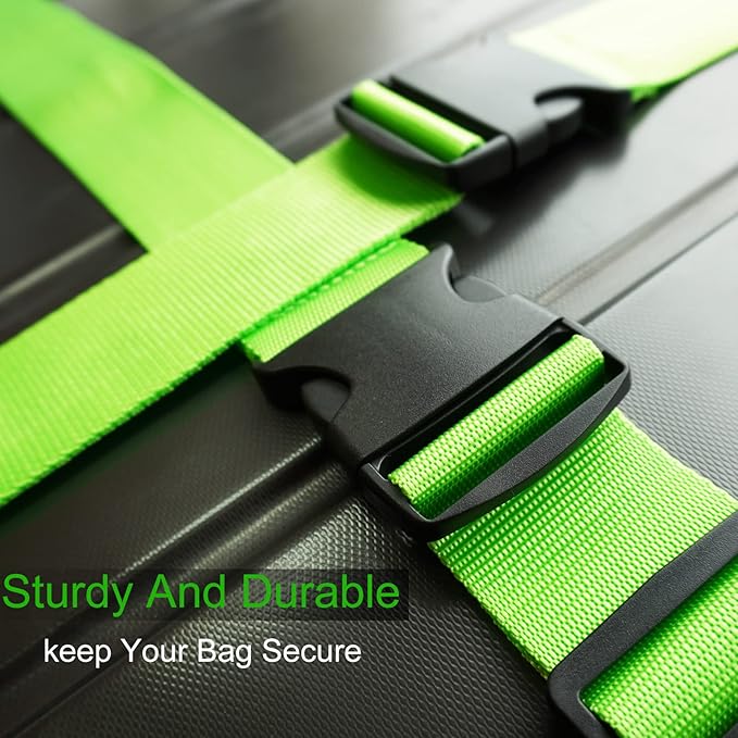 2 PCS Luggage Strap 78" x 2" Suitcase Belts Wide Adjustable Packing Straps Travel Accessories, Green