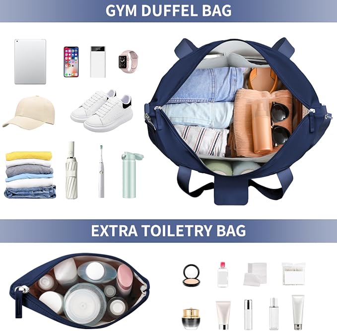 ETRONIK Gym Bag for Women, Personal Item Travel Bag with Shoes Compartment, Weekender Overnight Duffel Bag with Wet Pocket, Carry On Bag for Women, Travel, Gym, Weekend