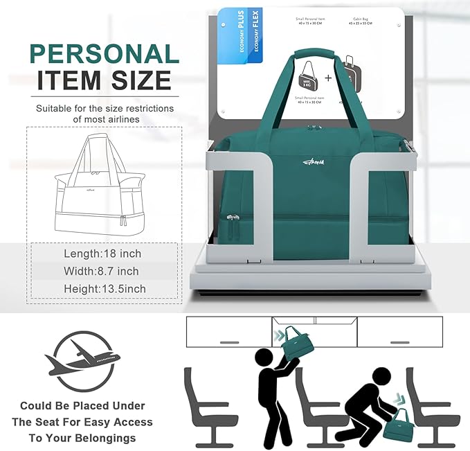 ETRONIK Gym Bag for Women, Personal Item Travel Bag with Shoes Compartment, Weekender Overnight Duffel Bag with Wet Pocket & USB Charging Port, Carry On Bag for Women, Travel, Gym, Weekend