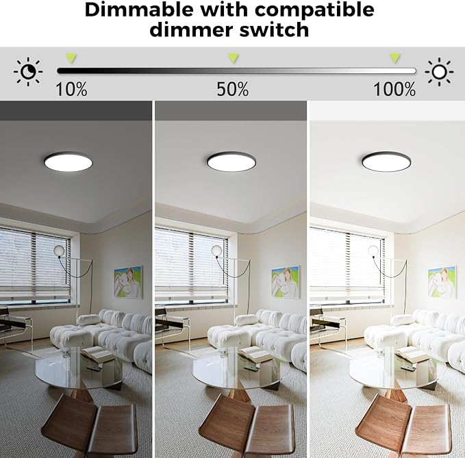 8Pack LED Flush Mount Ceiling Light Fixture, 12Inch 24W, Dimmable&3000K/3500K/4000K/5000K/6500K Adjustable Low Profile Ceiling Lights, 3200LM Modern Lamp for Bedroom, Porch, Kitchen, Hallway, Black