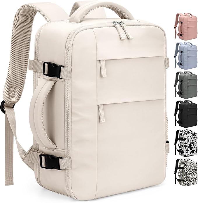 Travel Backpack for Women Man, Waterproof Laptop Backpack Travel Bag Airline Approved Carry on Weekender Overnight Bag Bookbag for Business,Travel, Work Fits 17.3 inch Laptop(Large,Beige)