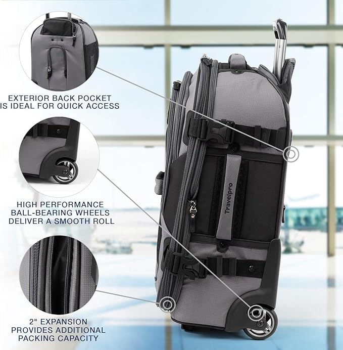 Travelpro Bold Softside Expandable Carry on Rollaboard Luggage, Carry on 22-Inch, Grey/Black