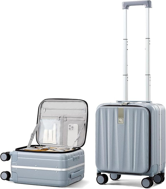 Hanke 16 Inch Underseat Carry On Suitcases with Wheels,Lightweight Hard Shell Carry on Luggage for Weekender,Top Opening Small Suitcase,Travel Luggage for Womem Men,Grey