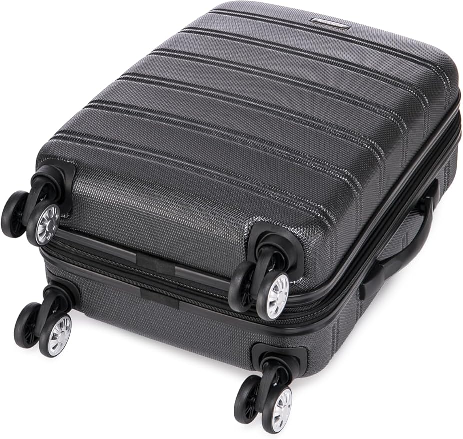 Rockland Melbourne Hardside Expandable Spinner Wheel Luggage Set, Black, Carry-On 20-Inch and Tote 14-Inch
