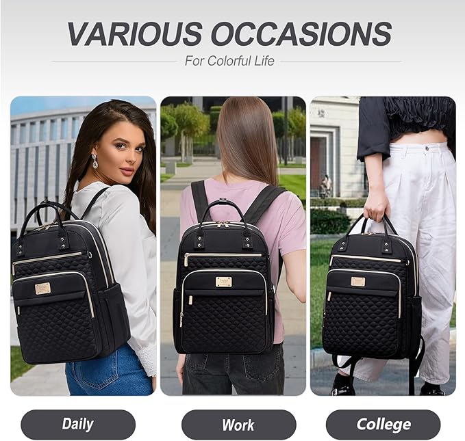 Tealari Laptop Backpack for Women,15.6 Inch Laptop Backpack for Work,Water Resistant Travel Backpack,College Bookbag with Wallet