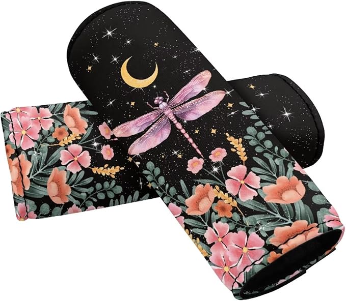 BIGCARJOB Moon Dragonfly Luggage Tags for Suitcases,Set of 2 Pcs Luggage Handle Cover Suitcase Tags Identifiers Luggage Handle Wrap Luggage Tag Identifiers Marker Travel Accessories