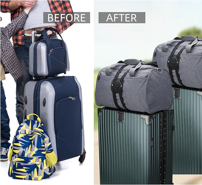 Bag Bungee, Luggage Bungee - Luggage Straps Suitcase Adjustable Belt – an Adjustable and Portable Travel Suitcase Accessory (2-Pack,Black)