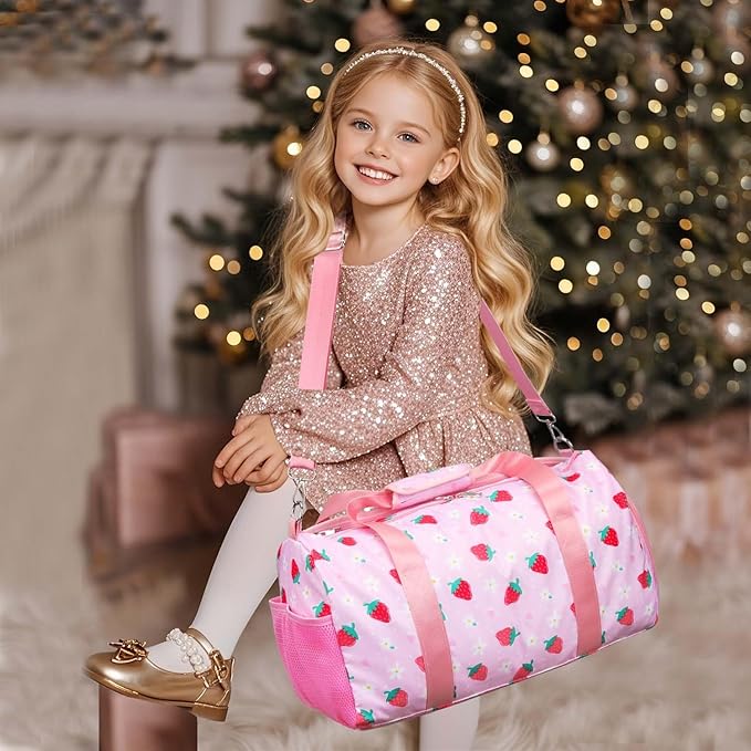 Gym Travel Duffle Bag for Girls - Gymnastics Sports Dance Bag with Shoe Compartment & Wet Pocket Panda Kids Travel Bag Teens Weekender Sleepover Carry On Bag
