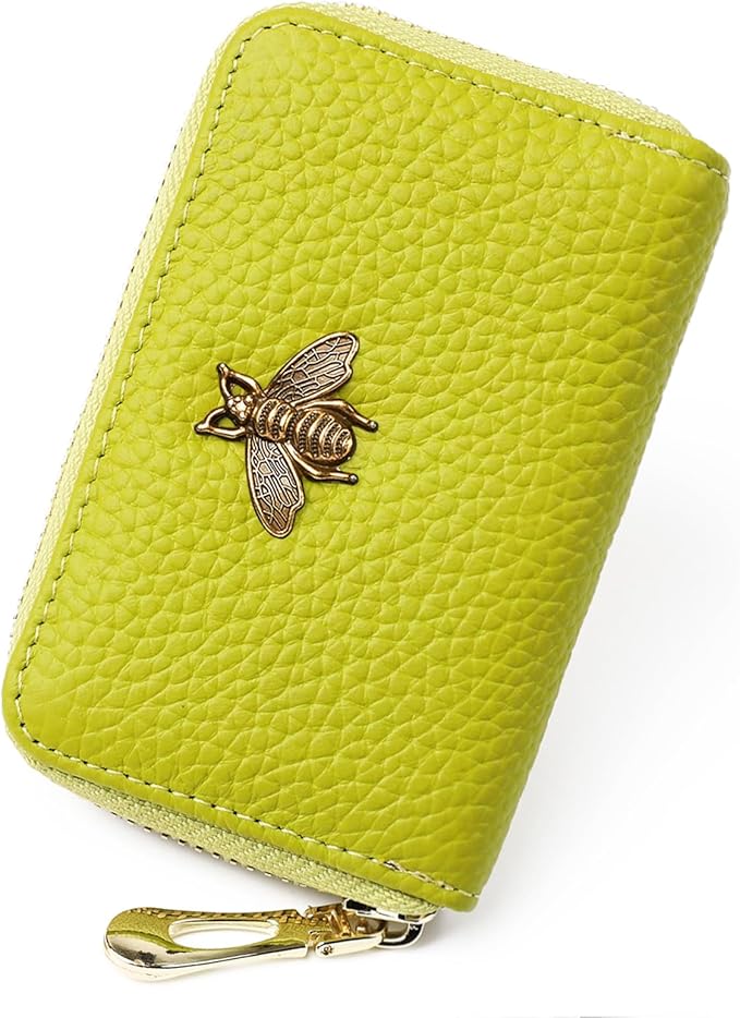 imeetu RFID Credit Card Holder, Small Leather Zipper Card Case Wallet for Women