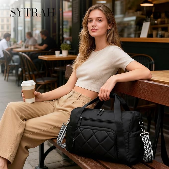 Gym Bag for Women, Duffle Weekender Bags for Travel, Lightweight Weekender Tote with Wet Pocket for Sports, Workout and Dance Black