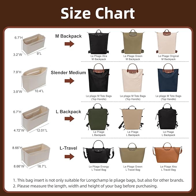 Doxo Longchamp Purse Organizer Insert Large Compatible with Le Pliage L Handbags Tote(Large,Beige)