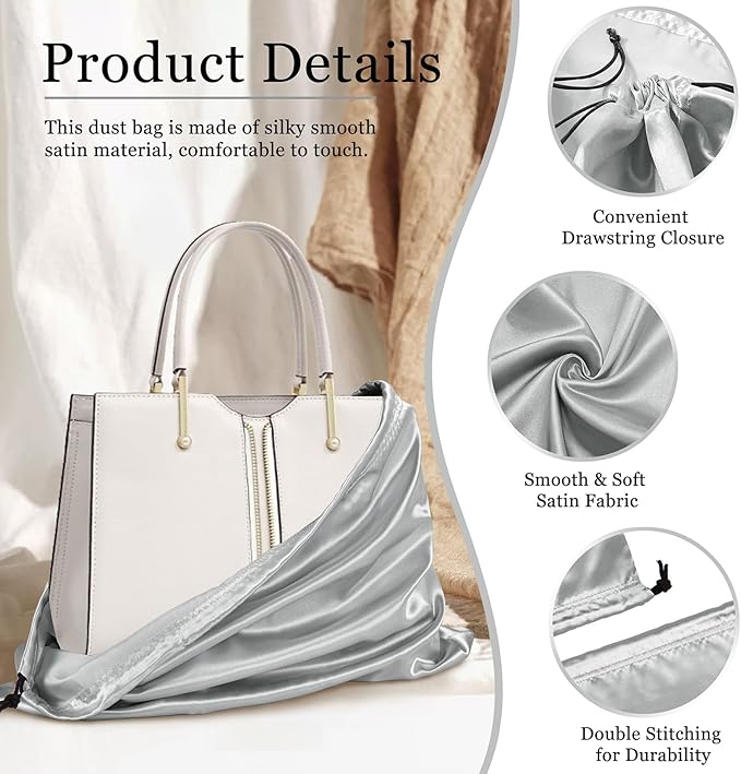 P Pothuiny 2 Pcs Satin Dust Bags for Handbags