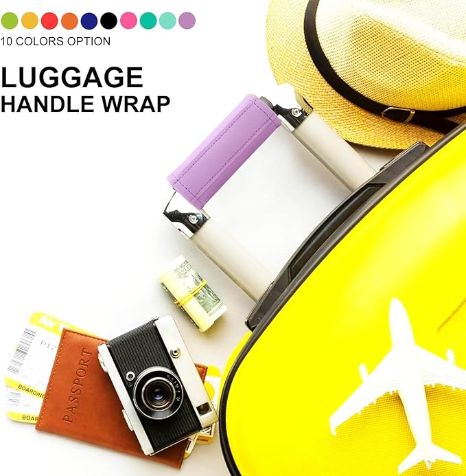 Luggage Handle Wrap 5 Pack-Leather Luggage Handle Wraps for Suitcase/Handbag/Duffel Bag/Car Bright Luggage Identfier/Handle Covers/Grips Luggage Accessories for Travel 3.0 (Violet)