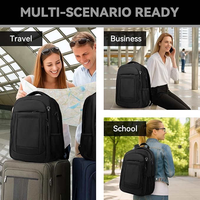 Extra Large Travel Laptop Backpack, 18.4 Inch Laptop Backpack Airline Approved, Business Anti Theft Sturdy Work Computer College High School Backpack Bag Fits 18 Inch Notebook for Men Women, Black