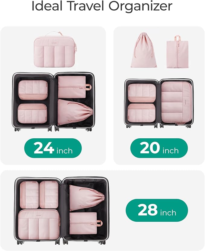 BAGSMART Compression Packing Cubes for Travel, 6/5/4set Lightweight Packing Organizers, Summer Travel Essentials Suitcase Organizer Bags Set