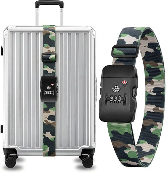 LUGGEX Luggage Straps TSA Approved, Luggage Straps for Suitcases, Easy Adjustable & Reinforced Buckle (Camo 20-32inch, 1 Pack)