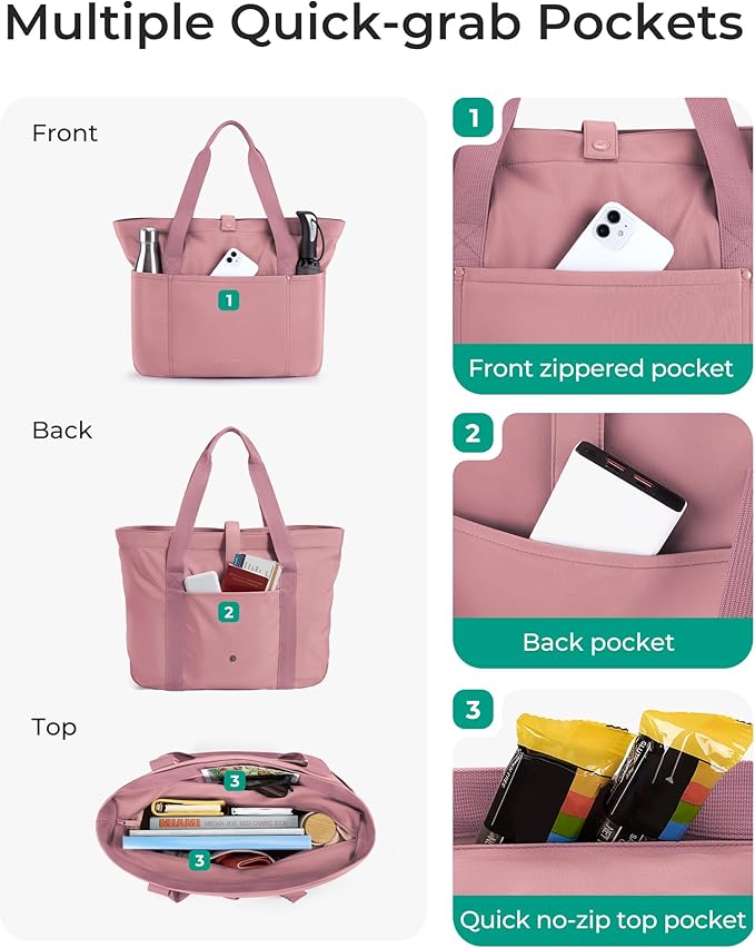 BAGSMART Tote Bag for Women, Foldable Tote Bag With Zipper Travel Large Shoulder Bag Handbag for Work