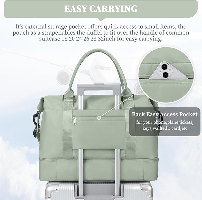 Weekender Bags for Women,Personal Item Travel Bag with Shoes Compartment,Overnight Travel Duffel Bag with Toiletry Bag,Medium